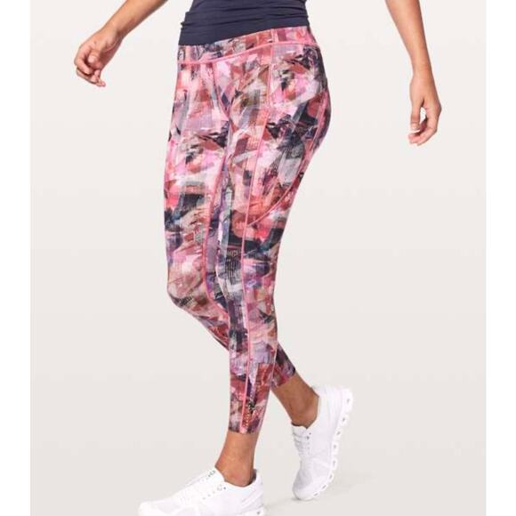 LULULEMON Fast & Free 7/8 Tight Size 6 Sun Dazed Multi Pink Nulux - Picture 1 of 12